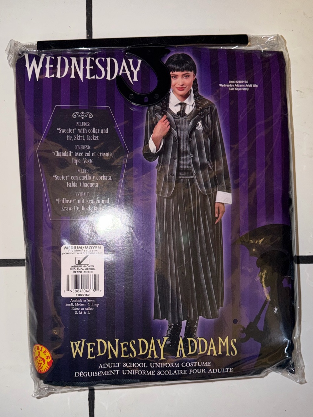 Wednesday Addams Adult School Uniform Costume - Black & Purple medium